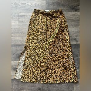 WAYF Cheetah Print Midi Skirt